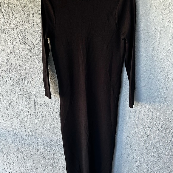 NWT Zara Knit Black Color Open Back Midi Dress Size Large - Picture 6 of 11